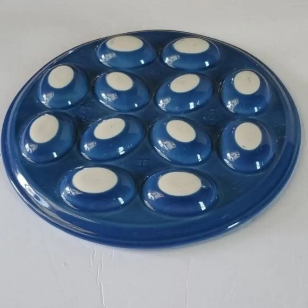 Festaware Fiesta 12 Deviled Egg Plater Plate Tray Blue Lapis Ceramic